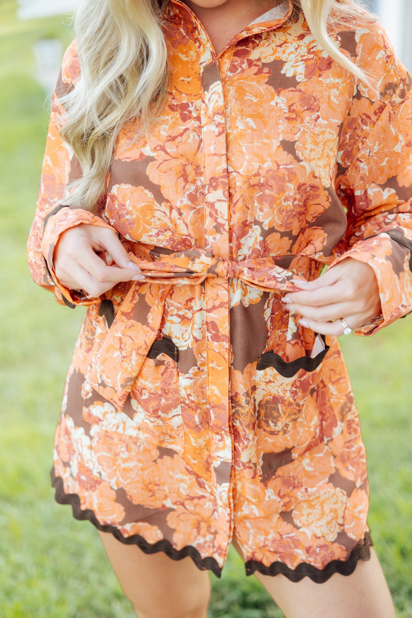 Orange Floral Fall Dress